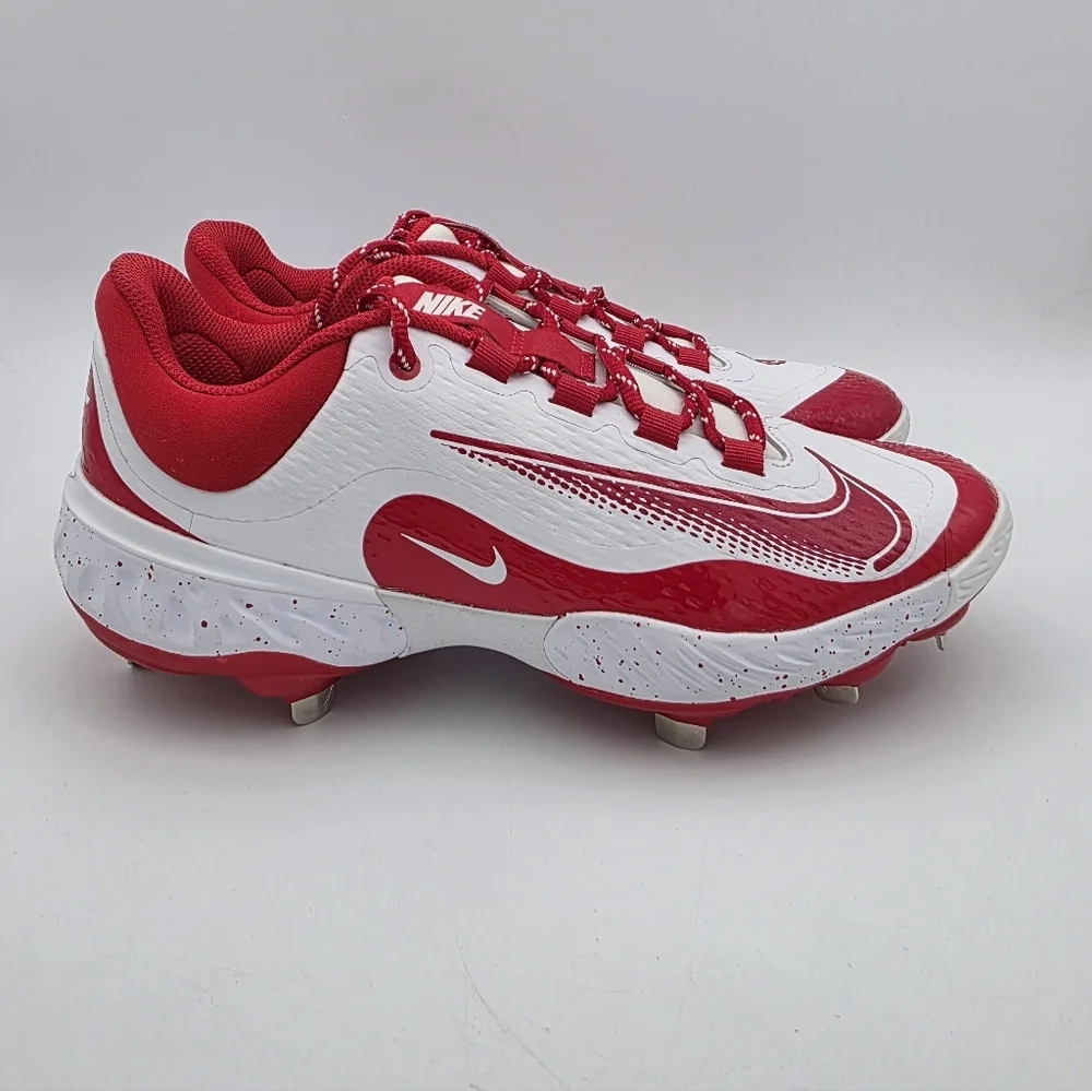 Nike Alpha Huarache Elite 4 Low 'White University Red' Baseball Cleats Mens 8.5